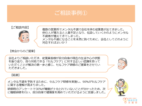 ご相談事例 その① | 産業医を大阪・神戸・京都でお探しなら【健康管理支援室】